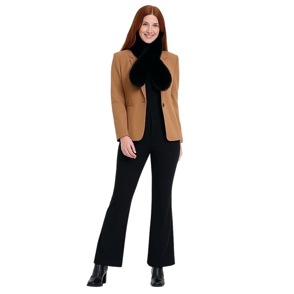 2/$30 Black Faux Mink Fur Winter Scarf With Loop Closure & Soft Knit Lining